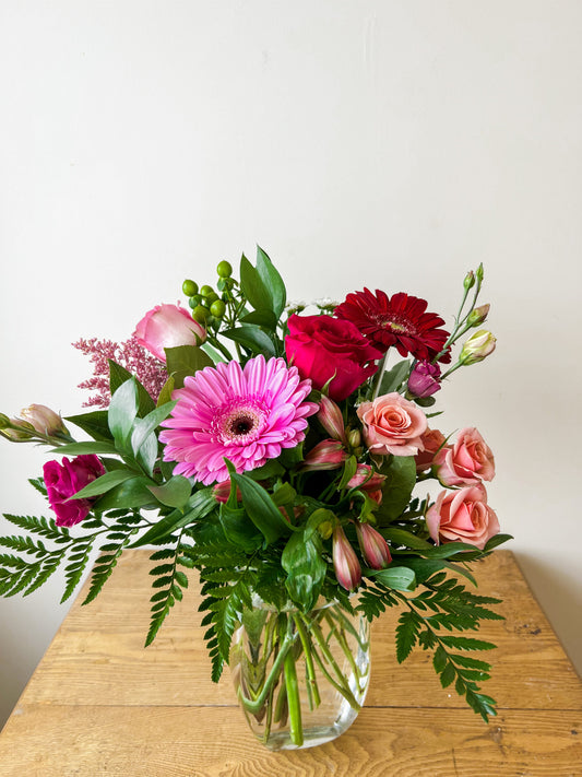 Valentines Day Mixed Vase Arrangement